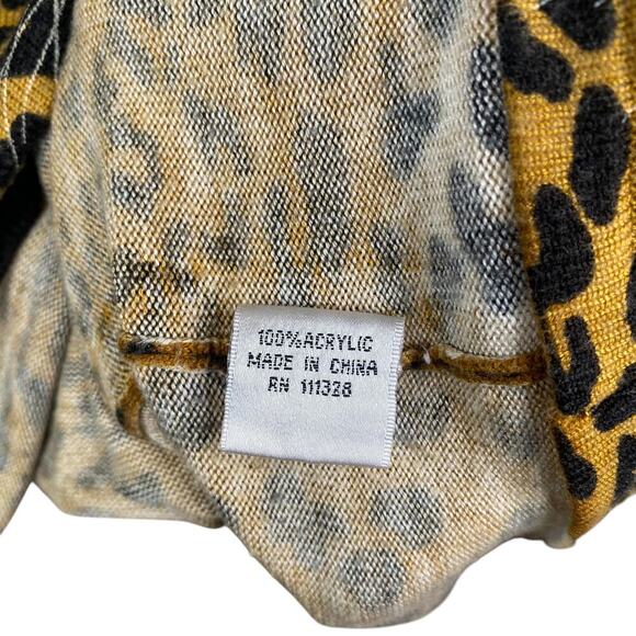 Vtg 80s Anna Gray Leopard Print Big Cat V-neck Lightweight Sweater Women’s XL - Picture 7 of 7